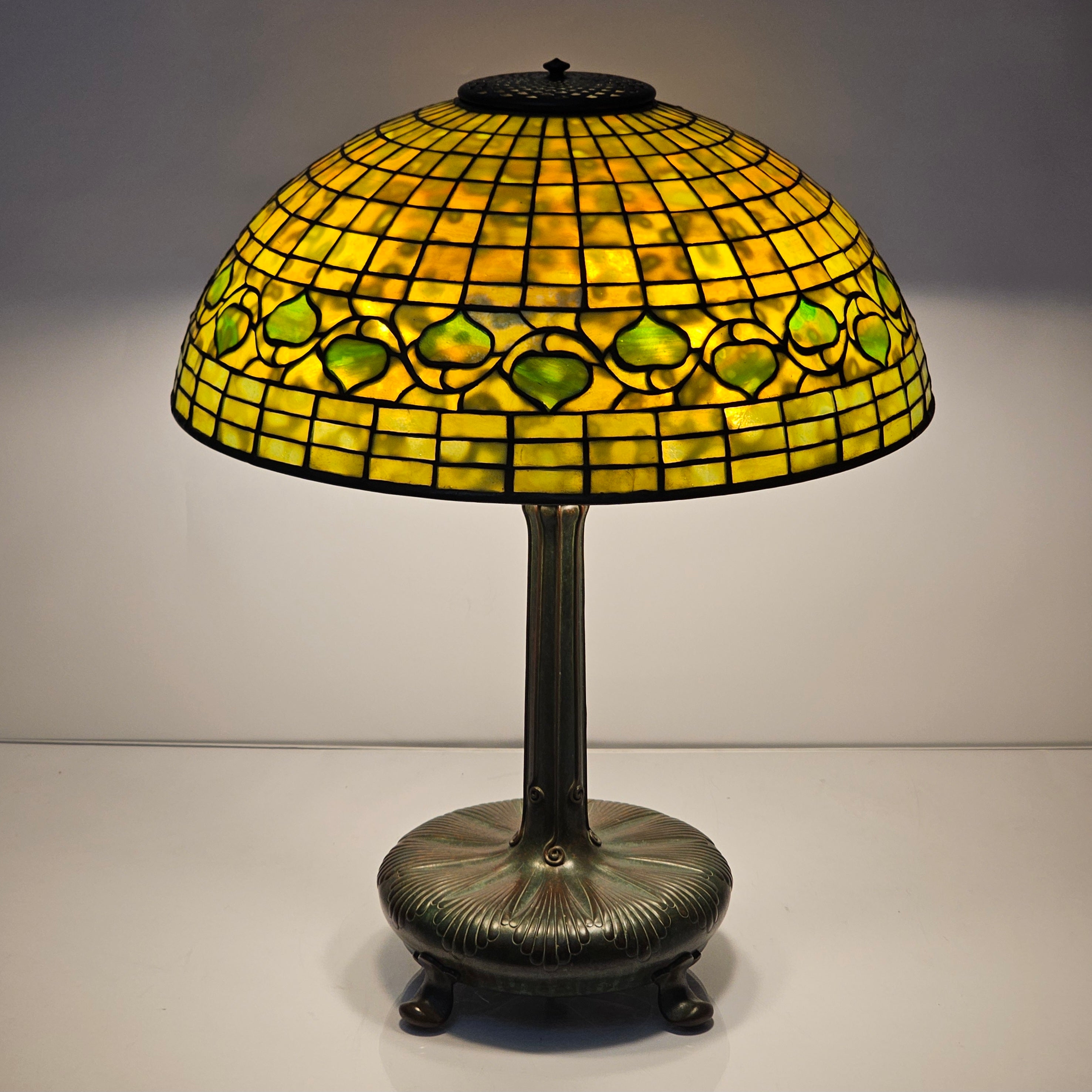 Tiffany Studios 18" Dichroic Leaf and Vine Lamp