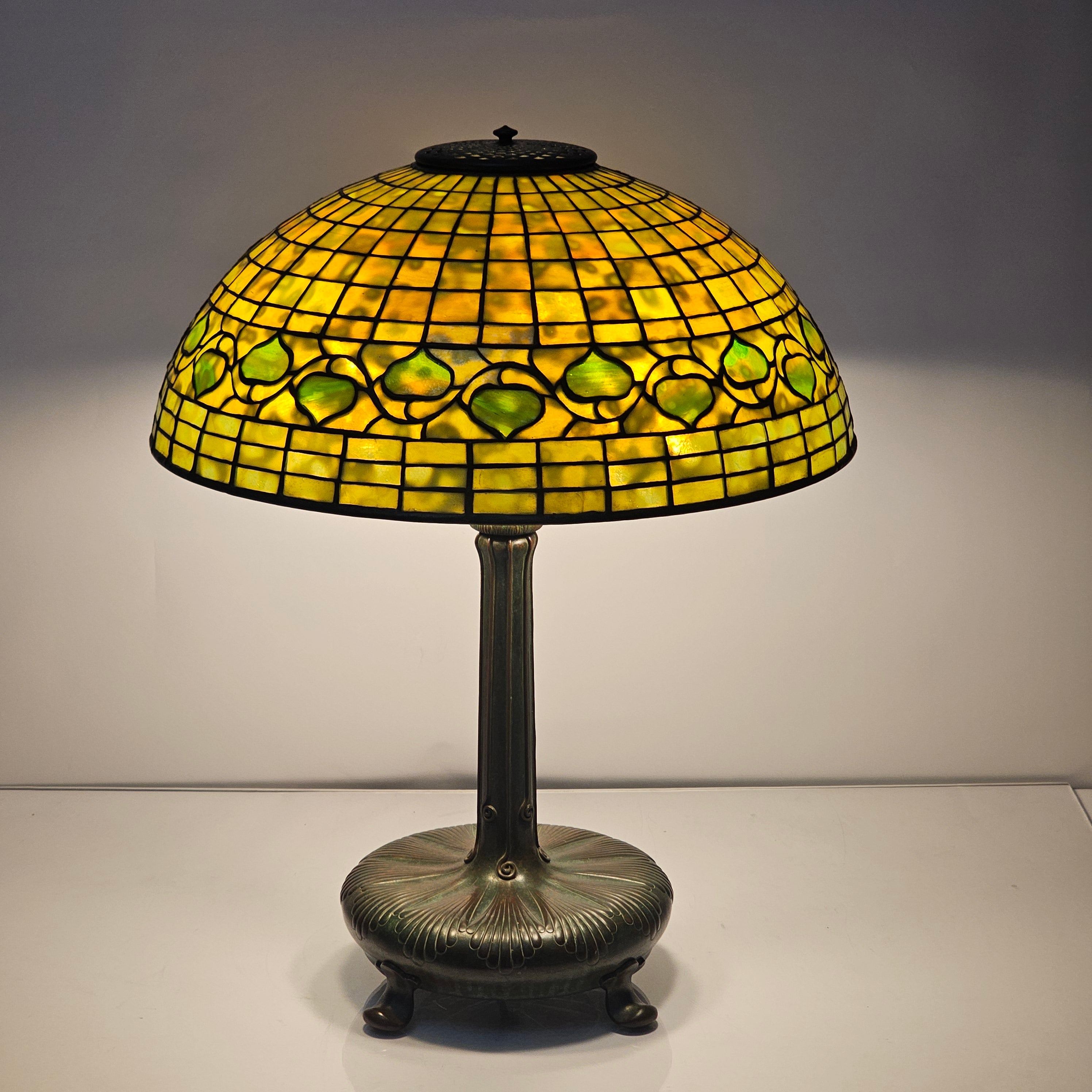 Tiffany Studios 18" Dichroic Leaf and Vine Lamp