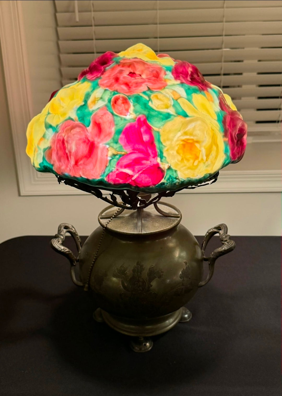 Pairpoint Puffy Red, Yellow, and Pink Rose