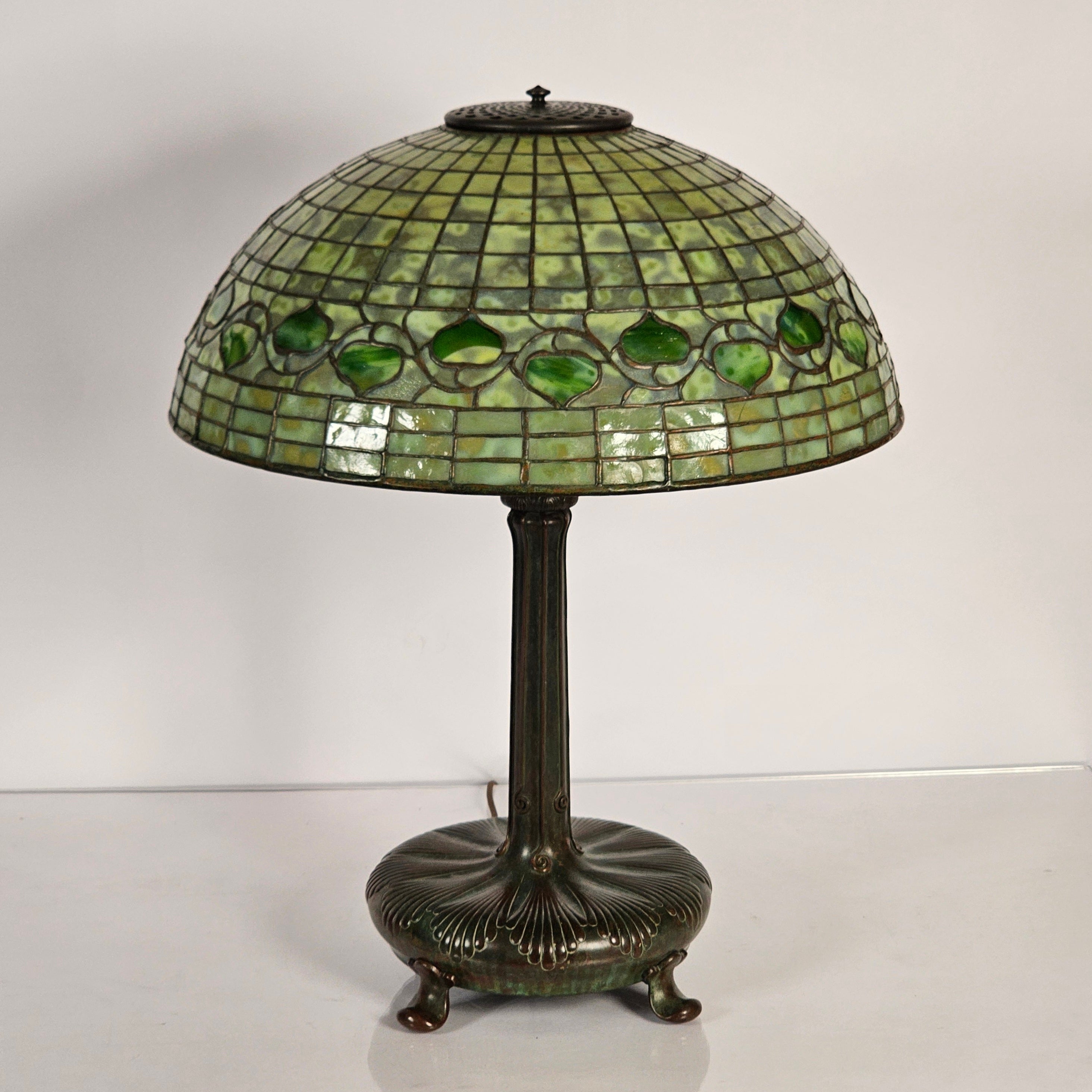 Tiffany Studios 18" Dichroic Leaf and Vine Lamp