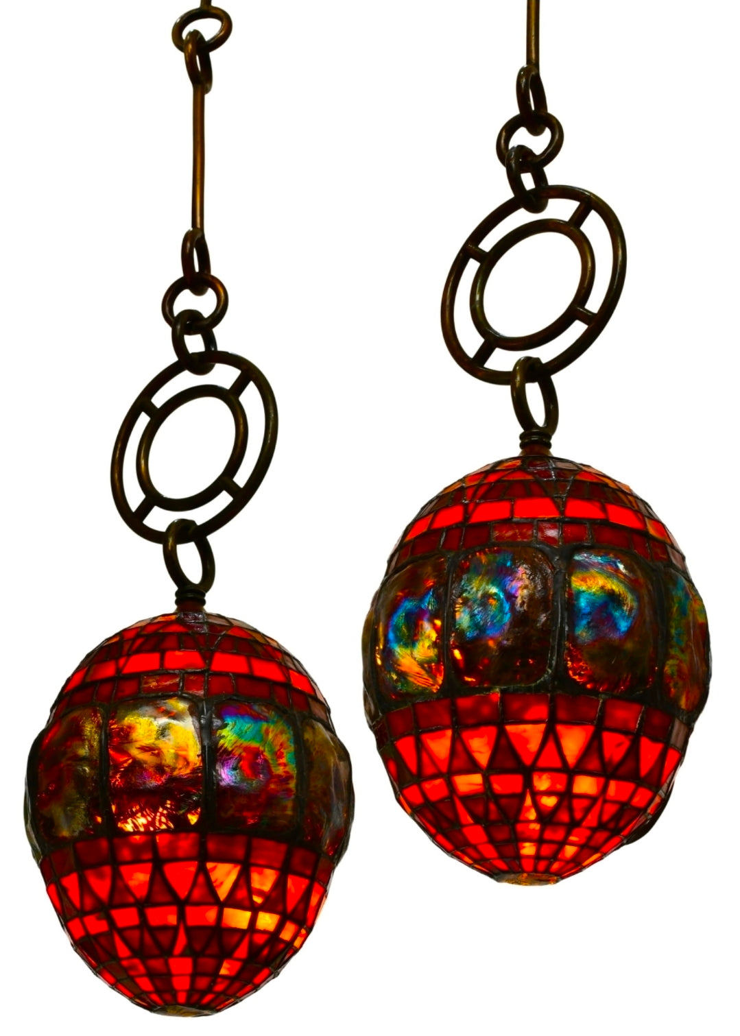 Pair of Tiffany Studios Rare Turtleback Lanterns